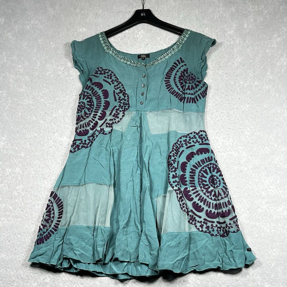 Vintage Didi Blouse Womens Size 7 Embellished Top Floral Ruffle Short Sleeve